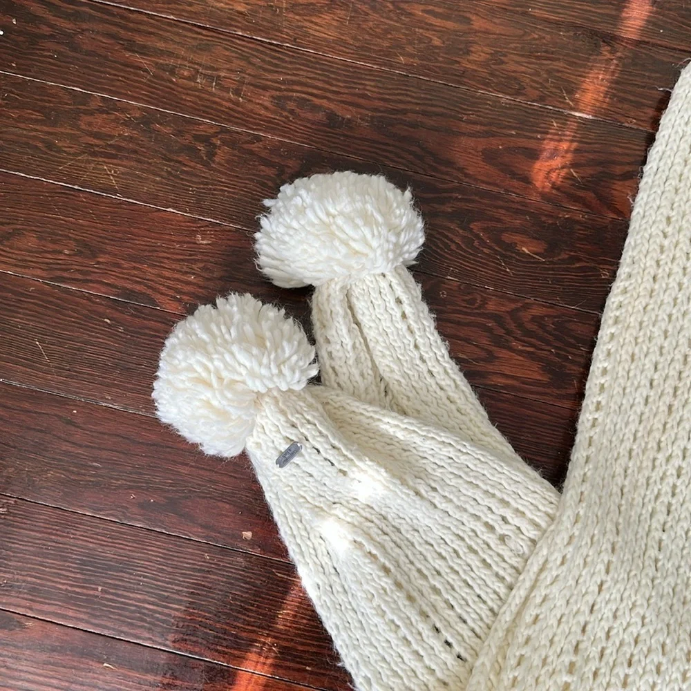 Abercrombie & Fitch Wool Blend Crochet Pompom Scarf
